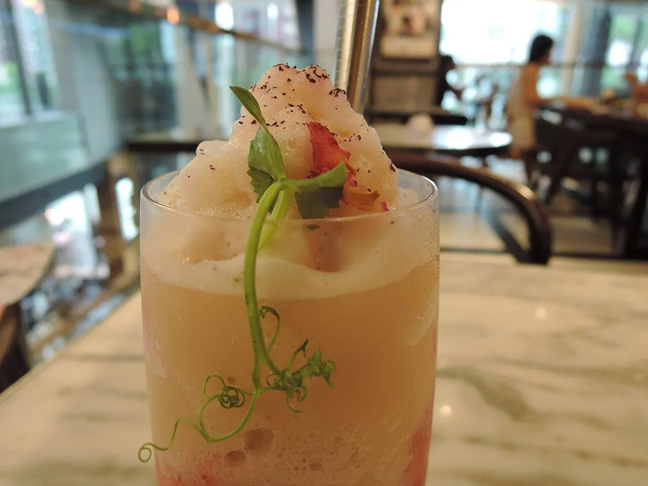 acai rosa soy granita is raspberry and soymilk and shaved ice in habitu café