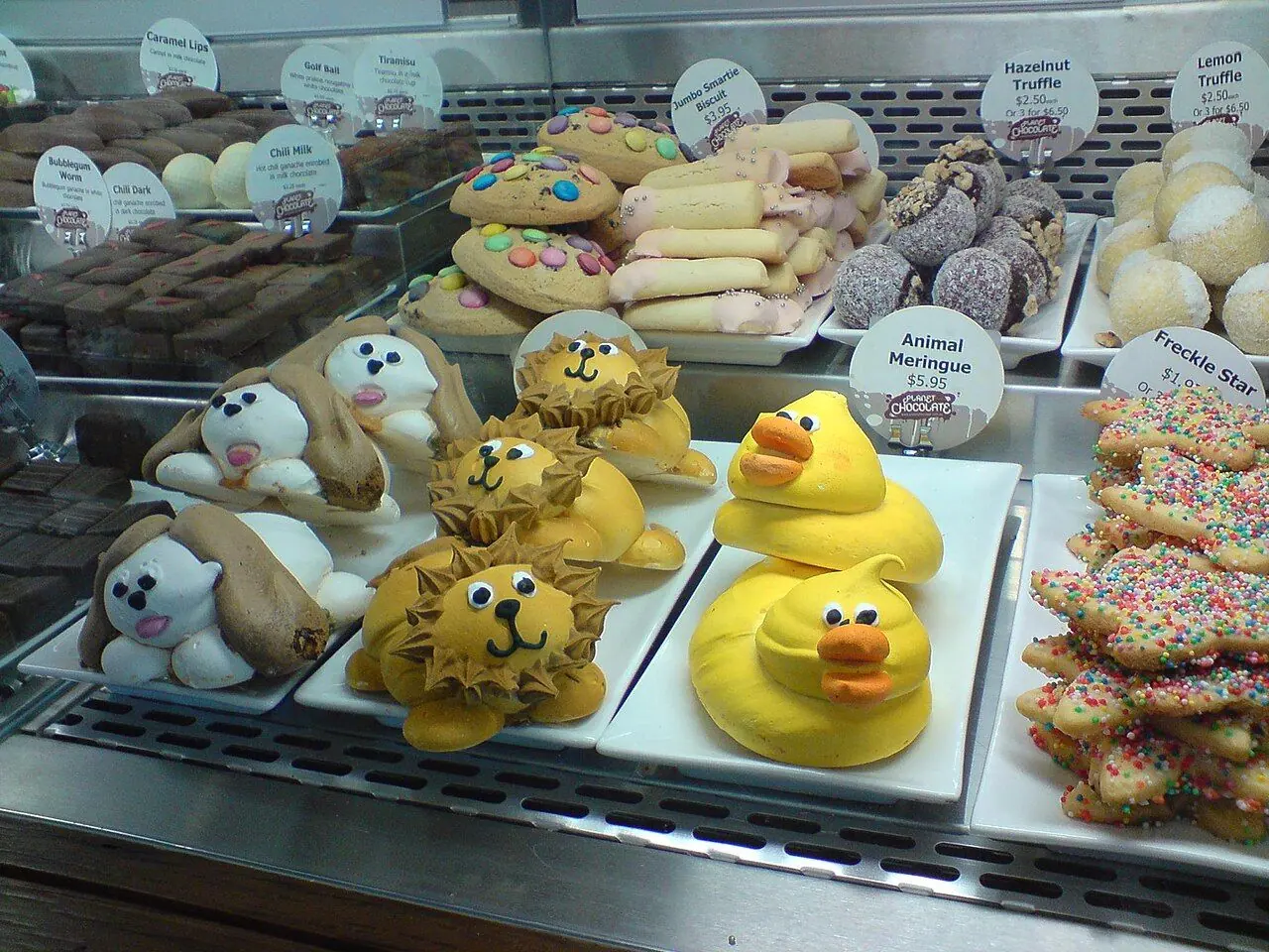 Very cute, if overly colourful meringues! Planet Chocolate Doncaster Westfield Shopping Centre Doncaster VIC