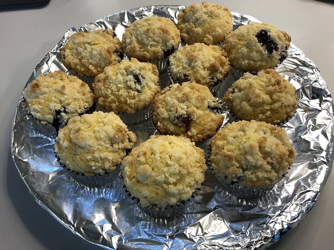 A plate full of homemade blueberry muffins in the Dulles section of Sterling, Loudoun County, Virginia